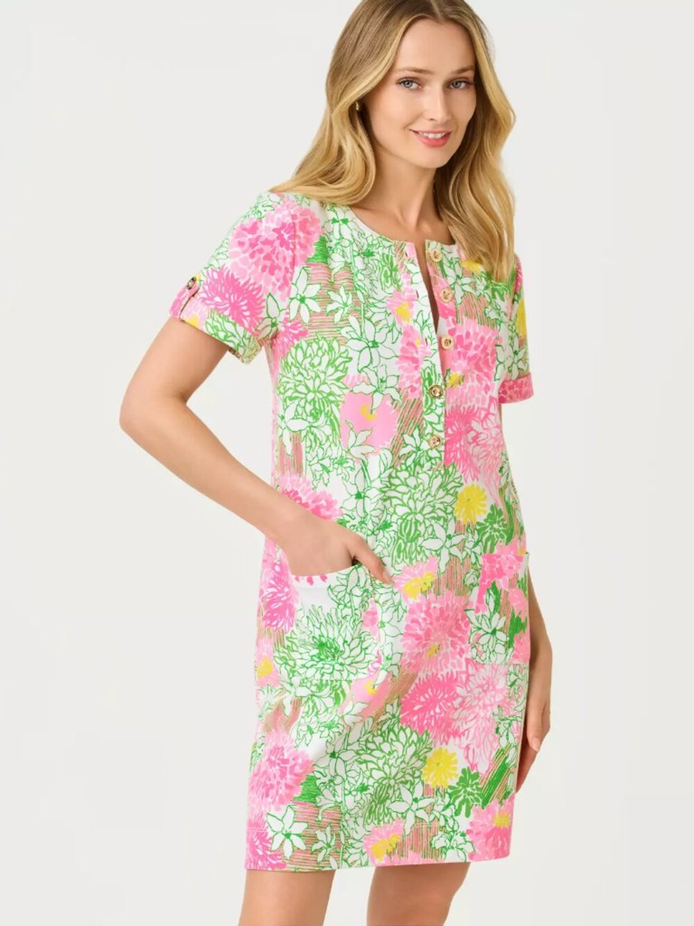 NWT Lilly Pulitzer Cameron Popover Dress Resort White Mum Patch, Size XXS